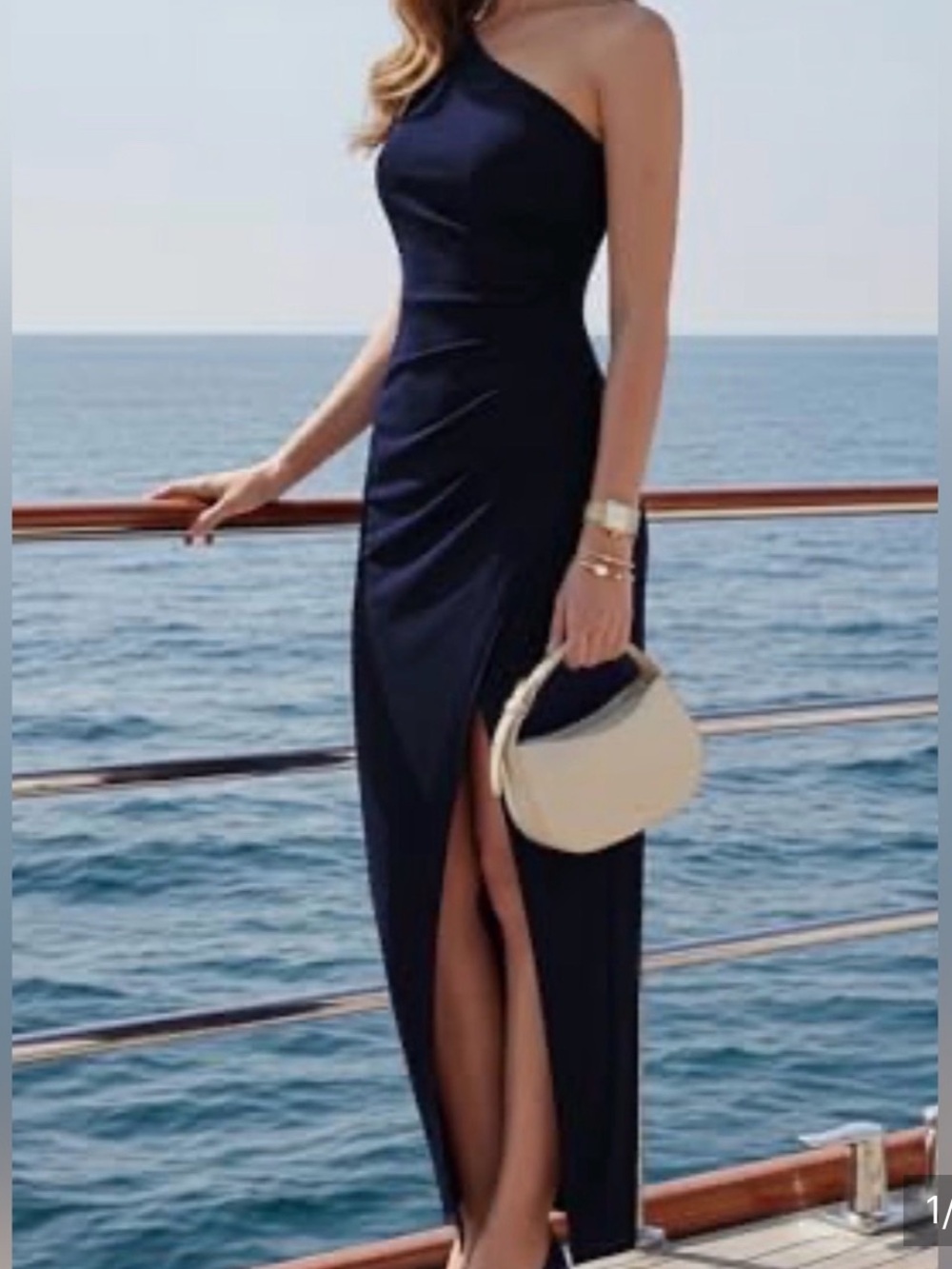 Sarin Mathews One-Shoulder Ruched Evening Dress - Picture 3 of 10